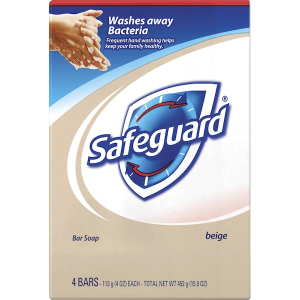 Procter & Gamble Bar Soap, Deodorant, Safeguard, 4oz, 4/PK, WE, PK 12 PGC08833 - main
